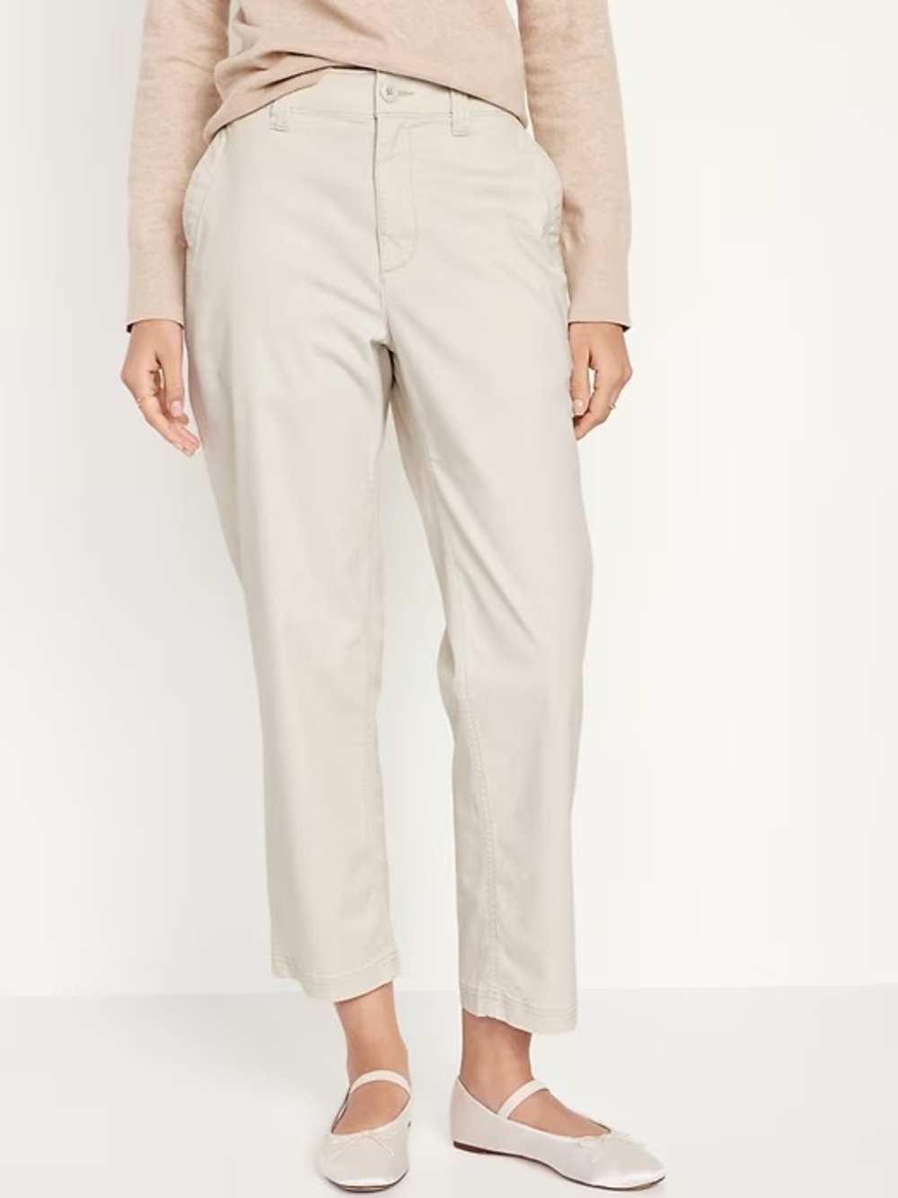 NWT Old Navy Women’s High Rise OG Chino Pants Khaki Beige Sz L